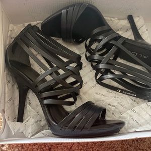 Aldo Macnamara black strapy heels